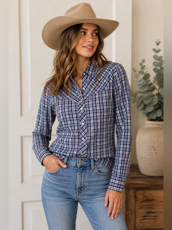 Lucky Brand Tops - Lucky Brand‎ Plaid Western Pearl Snap Button Down Boho Cowgirl Shirt